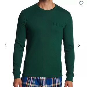 Ralph Lauren Long Sleeve Thermal Shirt Preppy Pajamas Forest Green